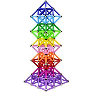 150Pcs Magnetic Building Sticks Blocks Toys, 2.3" Length Magnet Educational Toys Set for Kids and Adult, STEM Building Toy 3D Non-Magnetic Balls with Storage Bag