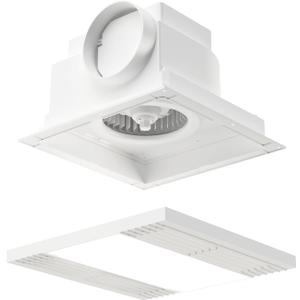 Bathroom Exhaust Fan with LED Light, 9.8" Panel 8.27"x8.27" Mount, 100 CFM 1.0 Sones Ultra Quiet, 4" Duct, Energy Efficient Ceiling Mount Ventilation Fan for Bathroom Home Office
