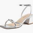 Women's Sandals Strappy Heels for Women Dressy Open Square Toe Comfort Chunky Block Heel Dress Shoes for Prom Party Wedding Size 7