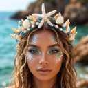 Mermaid Crown Seashell Starfish Tiara Beach Ocean Headband for Women