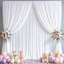 20x10FT Backdrop Curtains with Rod Pockets - Wrinkle Free Photo Stage Backdrop 4 Panels Curtains Drapes for Photography Wedding Party Baby Shower Decorations (White)