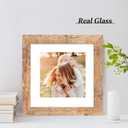 iRahmen 8x8 Picture Frame Set of 4 with HD Glass, Display 6x6 Pictures with Mat or 8 x 8 Without Mat, Square Wood Photo Frame for Wall Mount and Tabletop Display