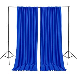 Hiasan Neon Blue Screen Backdrop Curtains for Parties, Polyester Photography Backdrop Drapes for Family Gatherings, Wedding Decorations, 5ftx10ft, Set of 2 Panels (W5' x H10'2 PCS)