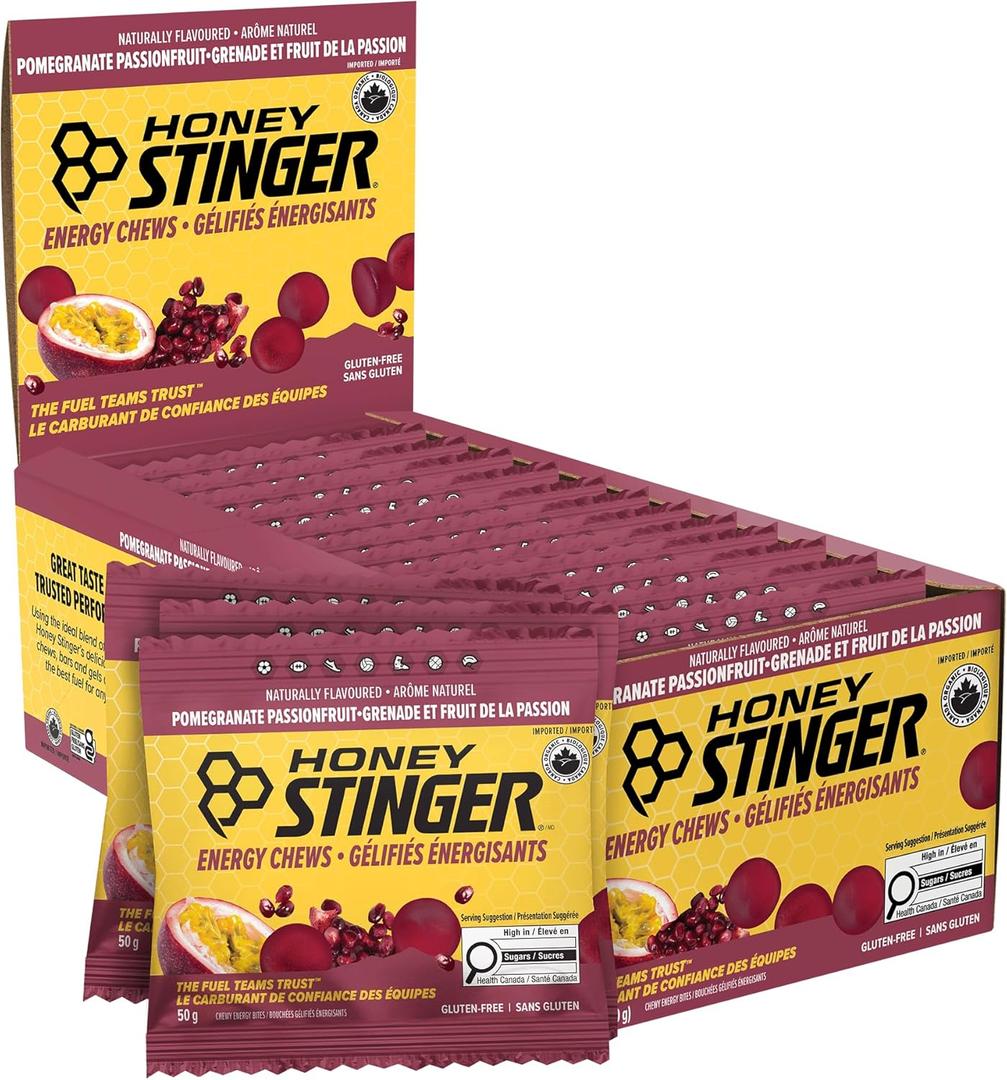 2 x Honey Stinger Organic Pomegranate Passionfruit Energy Chew, Gluten Free & Caffeine Free, for Exercise, Running and Performance, Sports Nutrition for Home & Gym, Pre and Mid Workout, 12 Pack (EXP 12/01/26)