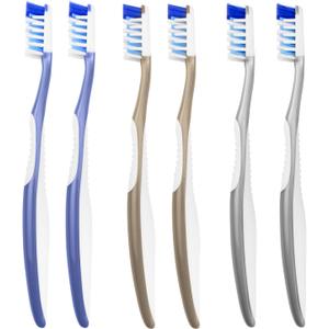 Fremouth Soft Toothbrushes for Adults, Soft Rounded Bristles, Built in Gum Stimulators, 6 Count