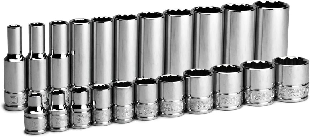 Capri Tools 3/8 in. Drive 12-Point Shallow and Deep Socket Set, SAE, 1/4 to 7/8 in, 22-Piece