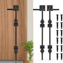 24" Cane Bolt Heavy-Duty Drop Rod for Gate, Heavy Duty Gate Latch for Wooden Fence Metal Gates, Vinyl Fence Gate Land Latch, Floor Latch for Fixing Door to The Ground, Black Coating, 2 Pack