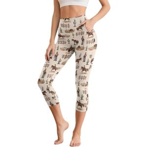 Cute Capri Leggings with Pockets for Women XS-3XL High Waisted Workout Pants (XL)