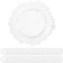 50 Pack White Charger Plates Bulk, 13" Plastic Reef Chargers for Dinner Plates, Round Charger Plate with Floral Reef Design for Dinner Wedding Party Table Setting Decoration
