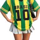 2026 Soccer Cup Shirt Women Oversized Mexico Brazil Shirts Funny Argentina Soccer Jerseys Spain V Neck T Shirts (S)