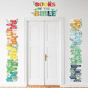 Fuyoooo Bible Posters for Kids Books of the Bible Chart Timeline Chart Christian Learning Poster Religious Educational Door Cover for Scripture Colorful Classroom Home Sunday School Homeschool 2Pcs