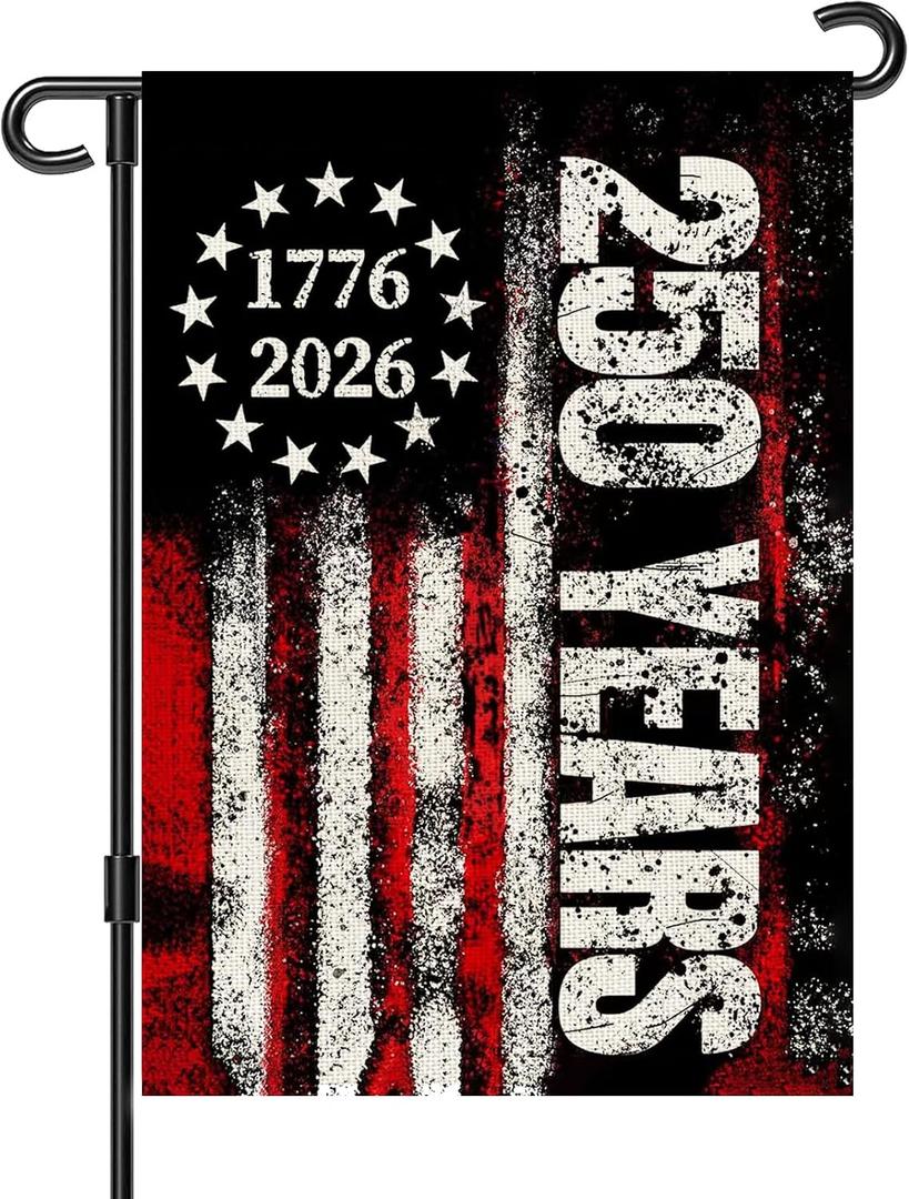 250 Anniversary Usa Garden Flags for Outside,250 Anniversary USA Flag 1776-2026 Semiquincentennial Commemorative Patriotic Yard Sign 4th of July Decorations 250 Year of Freedom Banner Double-Sided Waterproof Garden Flag with Stars Stripes 250 Year American Flag 12x18 Inch