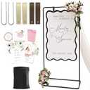 Wedding Welcome Sign Stand, Welcome to our Wedding Sign Holder, Black Easel Stand for Sign Poster With Design Bundle & Ground Stakes & Leather Sign Hanging Straps, Linen Sign Stand for Wedding Decor