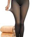 CHRLEISURE Women's Fleece Lined Tights - Fake Sheer Warm Pantyhose Thick Winter Leggings Size XS-S