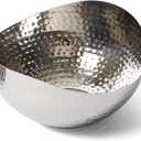 Large Decorative Bowl, Stainless Steel Salad Serving Fruit Bowl, Hammered Centerpiece Bowl (10 Round)