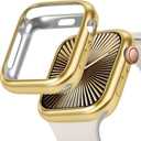 JR.DM Soft Flexible TPU Case Compatible for Apple Watch Series 11 (2025) Series 10 42mm Touchable Screen Lightweight All-Around Protector Thin Guard Shockproof Cover Shiny Bumper for iWatch, Gold