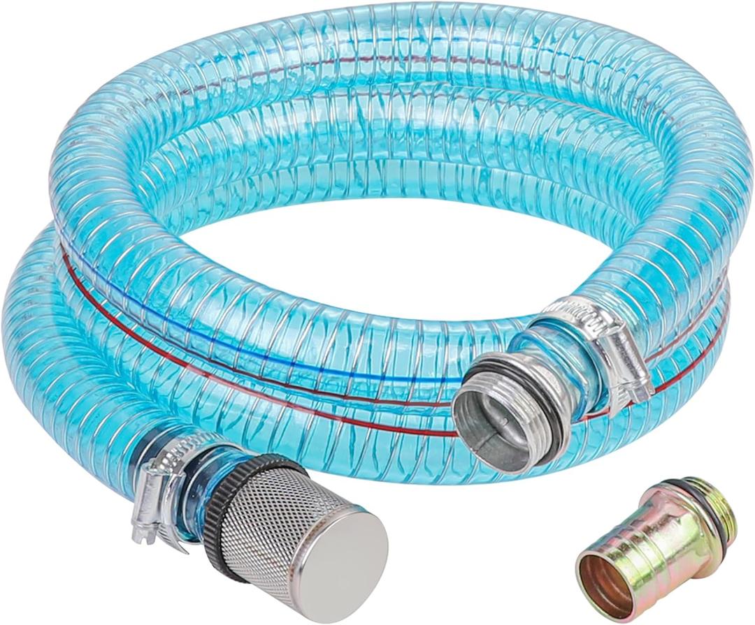 1 Inch Suction Hose for Fuel Diesel Transfer Pump, 6.5 Feet Oil Kerosene Transfer Tube with 3/4 & 1 Inch Threaded Couplings