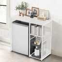 KirKical 3-Tier Coffee Bar Cabinet with Mini Fridge Space, Simple Style Microwave Stand Bakers Rack, Utility Compact Refrigerator Storage Organizer for Home Kitchen Dorm, White