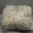 Bigacogo Chunky Knit Throw Blanket for Couch, 40x60 inches, 100% Hand Knitted with Thick Jumbo Chenille Yarn, Cozy Soft Large Rope Knot Cable Crochet Blankets for Sofa Bed Living Room, Beige