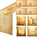 Hosuly 9 Pack Ramadan Party Decorations Set, 1 Pc Eid Mubarak Table Runner 4 Pcs Ramadan Placemat 4 Pcs Pillow Cover Eid al Fitr Table Decor Decoration Star Moon Lantern Decor Set for Home