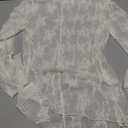 KMBANGI Women's Mesh Lace Long Sleeve Top Mock Neck Sheer Blouse Floral Lace Layering Tops Y2k See Through Tee Shirt (Embroidery Beige), S