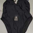 SUUKSESS Womens Tummy Control Bathing Suit V Neck Open Back One Piece Swimsuits (Small, 199black Mesh)