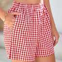 PRETTYGARDEN Womens Shorts Boxers 2025 Summer Gingham Pajama Lounge Sleep Y2K Plaid Pj Shorts Beach Bottoms (Red, S)
