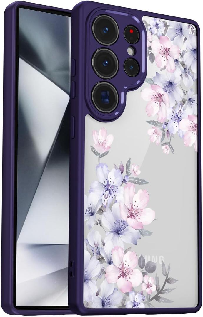 for Samsung Galaxy S25 Ultra Case [Buffertech 6.9ft Military-Grade Drop Protection] [Anti Peel Off Tech] Clear TPU Bumper 5G Phone Case Cover Design (Foliolosa)