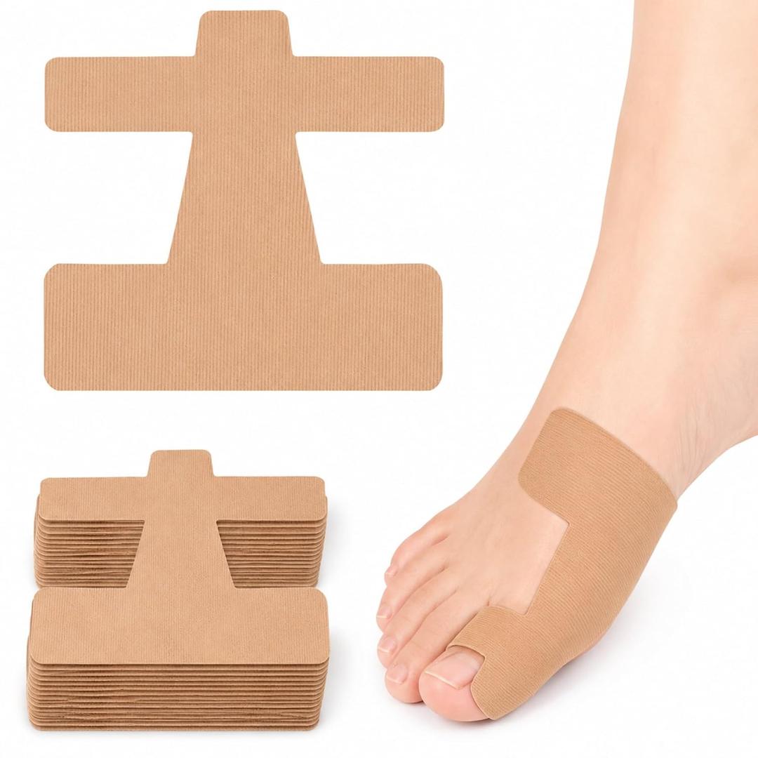 40 PCS Pre-Cut Bunion Corrector Kinesiology Tape for Big Toe Support & Toe Alignment, Hallux Valgus Foot Corrector for Women & Men, Self-Adhesive Toe Support Strips, Skin Color
