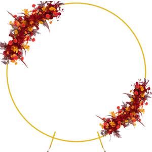 Fomcet 6.6FT Round Wedding Arch Circle Backdrop Stand Balloon Frame Gold Metal Arch for Ceremony Birthday Party Baby Shower Anniversary Bridal Graduation Background Decoration