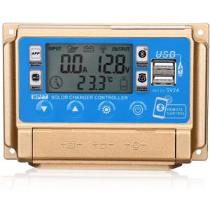 SUNYIMA 50A MPPT Solar Charge Controller 12v/24v Current Auto Focus MPPT Tracking Charge with Bluetooth LCD Display Dual USB Solar Regulator Charge Controller Multiple Load Control Modes (50A MPPT)