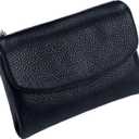 Unisex Pebble Leather Wallet, 5.3In Short Genuine Leather Coin Card Holder, Unisex Clutch Bags, Can Hold Coins, Id Cards (Black)