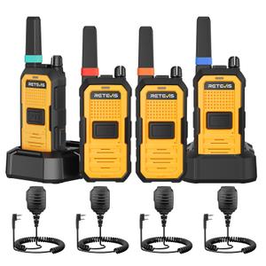 Retevis RB48A Industrial Walkie Talkies with Speaker Mic, IP67 Waterproof Noise Reduction 2 Way Radios Long Range, Oversized Front PTT, Antenna ID Rings, 1000 mW Speaker, 23-Hour Battery(4 Pack)