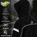 Rain Suit for Men, Packable Waterproof Rain Jacket & Pants, Reflective Raincoat Rain Gear for Outdoor Golf Fishing (Black, L)
