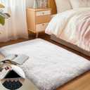 2x3 Area Rug for Bedroom, Small White Rugs for Living Room Nursery Kids Room Dorm Home Decor Aesthetic, Fluffy Shaggy Rug with 4 Anti-Slip Carpet Tapes