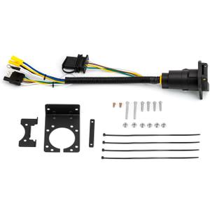 4-Way Flat to 7-Way RV Blade and 4-Way Flat Female End Trailer Wiring Adapter Connector Kit Plug & Play Connector Fit Most Trailers Semitrailers Caravans RVs Trucks