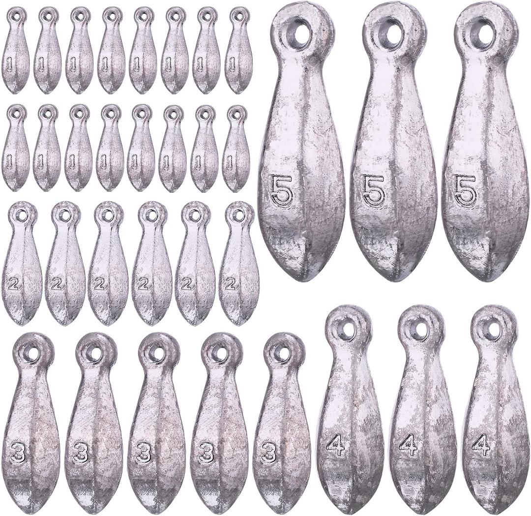 Glimin 44 Pieces Fishing Weights Sinker Kit Rig Fishing Weights Sinker Weights Bank Sinker Saltwater Fishing Sinkers Bass Fishing Casting in 1 Oz, 2 Oz, 3 Oz, 4 Oz, 5 Oz, 6 oz