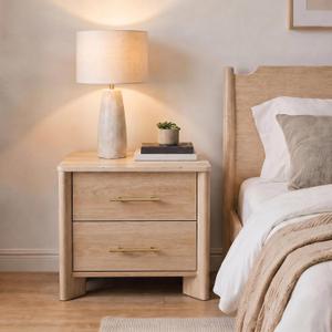 Nightstand with 2 Drawers ,Marble Top Night Stand,23.6” Bedside Table