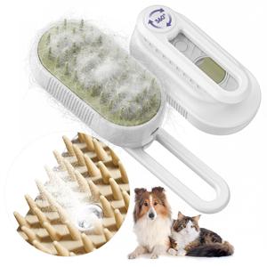4-in-1 Steam Brush for Dogs & Cats - Pet Grooming Brush with Steam, Deshedding, Bath Spray & Massage, Professional Grooming Tool for Indoor Cats and Long/Short Hair Pets (White)