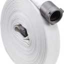 FireHoseDirect 1 1/2" x 25' Single Jacket Hose - Made in USA - White - NH Couplings