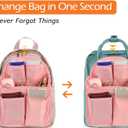 Surblue Backpack Organizer Insert Liner Hanging Travel Rucksack Purse and Handbag Insert Pocket, High-capacity Divider Foldable Nylon Shoulder Bag Organizer for Men and Women, (Purepink, M)