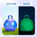 ZOOJOY Glow-in-The-Dark Light Up Hopper Ball for Kids, 18 Inch Bouncy Ball with Handle, Inflatable Night Glow Jumping Toy for Boys and Girls Aged 3-8, Indoor & Outdoor Play, Includes Pump