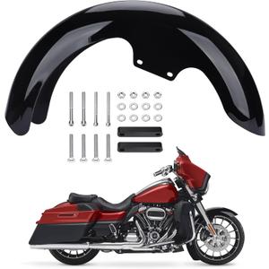 Motorcycle 17 inches Front Fender, Wheels Wrap Front Fender Fit for Harley Touring Road King Road Glide Electra Glide Street Glide (Gloss Black)