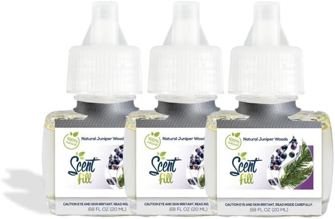 Scent Fill 100% Natural Juniper Woods Plug in Air Freshener, Scented Oil Refills, 3 Refills