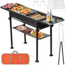 Portable Charcoal Grill - 26 Inch Folding BBQ Grills Hibachi Grill barbecue Grills Outdoor Cooking for Backyard Camping Travel Party Picnic Thanksgiving, With Storage Bag