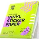 Premium Printable Vinyl Sticker Paper for Inkjet Printer and Laser - 200 White Matte Sticker Paper Waterproof - Durability Adhesive Paper 8.5x11 (Matte, 200 Sheets)