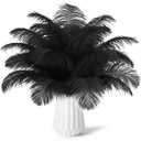 NEWONG 30pcs Black Ostrich Feathers Natural Bulk 8-10inch(20-25cm) Vase Craft Wedding Home Party Centerpieces Christmas Day Decoration