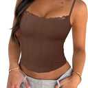 PINKMSTYLE Womens Bustier Corset Tops Spaghetti Strap Camisole Tank Tops Y2K Date Night Going Out Outfits (Brown, M)
