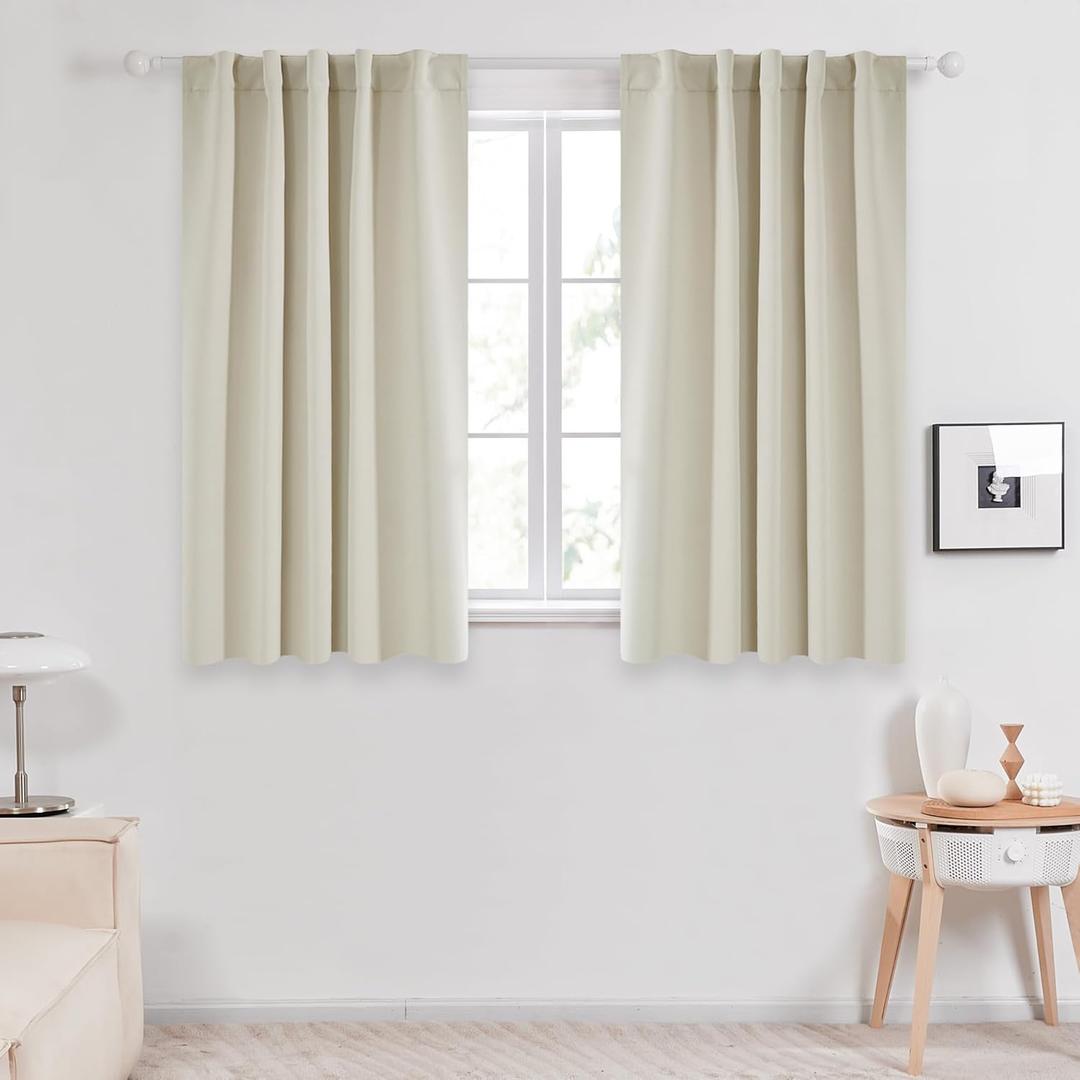 Deconovo Blackout Curtains  Room Darkening, Noise-Reducing, Thermal Insulated  Energy-Efficient Window Treatment for Bedroom, Living Room & Home Office  2 Panels, Light Beige, 42W x 54L Inch (42"W x 54"L (Pack of 2))