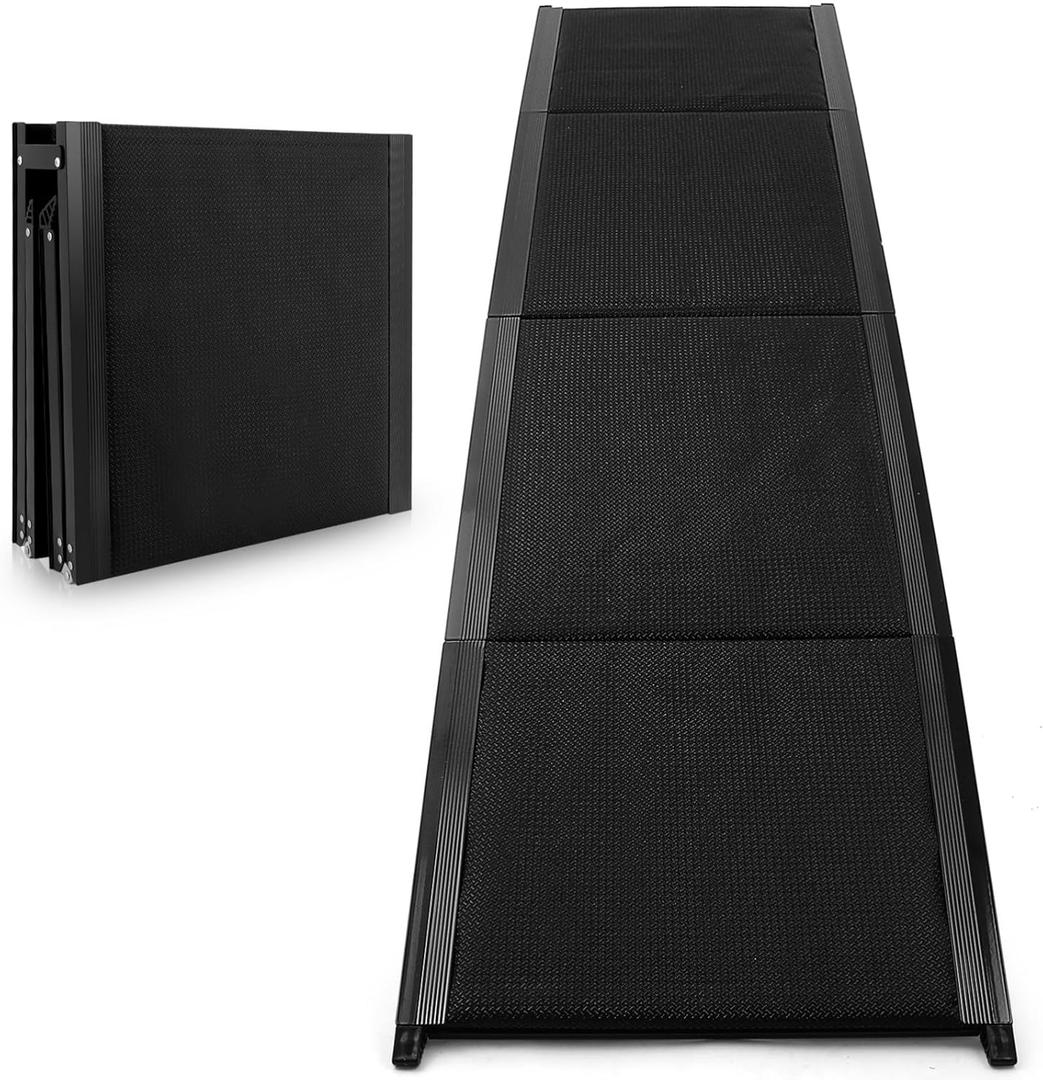 PRETYZOOM Dog Car Ramp Folding Pet Climbing Ladder: Portable Non-Slip Wide Steps Ramp for Cars SUVs Trucks High Beds 70.86 x 19.68 Inches
